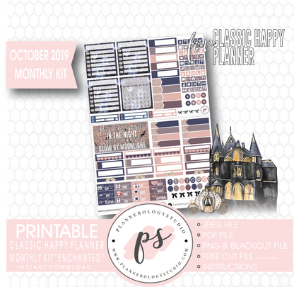 Enchantment Halloween October 2019 Monthly View Kit Digital Printable Planner Stickers (for use with Classic Happy Planner) - Plannerologystudio