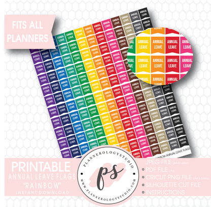 Rainbow Annual Leave Flags Printable Planner Stickers - Plannerologystudio