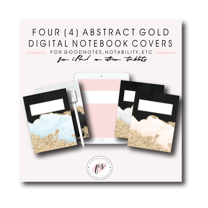 4 Abstract Gold Pattern Digital Planner Notebook Covers for iPad/Tablet and GoodNotes/Notabilty/etc - Plannerologystudio