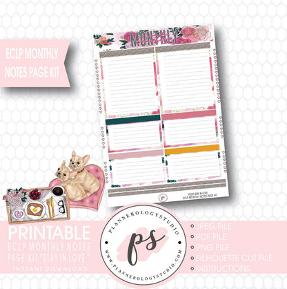 Stay in Love Valentines Day Theme Monthly Notes Page Kit Digital Printable Planner Stickers (for use with ECLP) - Plannerologystudio